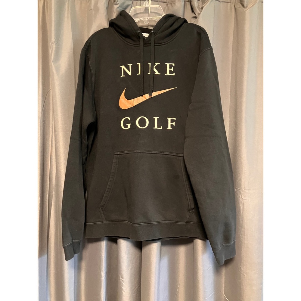 Nike Golf Hoodie Mens Large Black Graphic Swoosh Pullover Sweatshirt